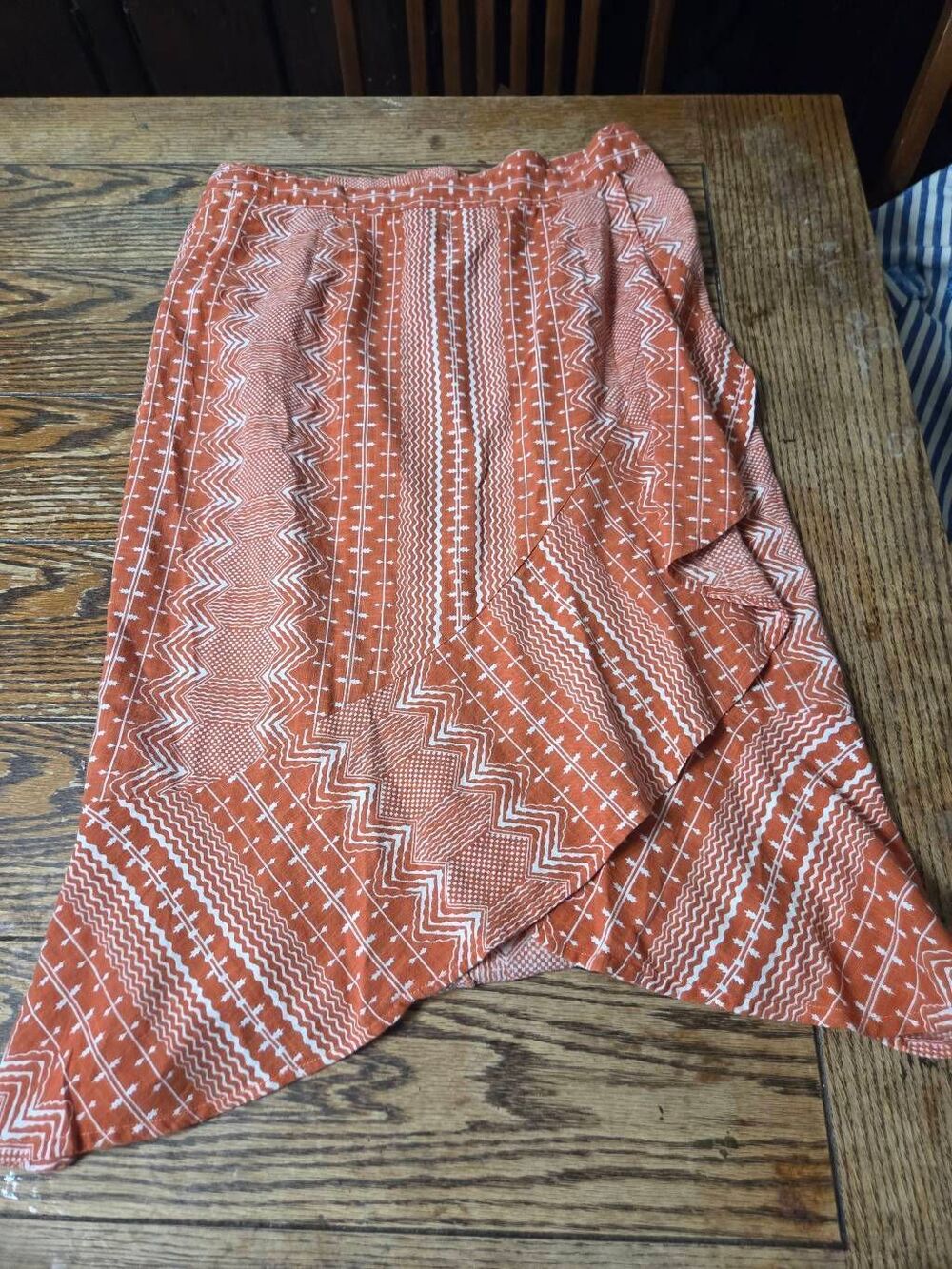 Julia Amory orange&white midi skirt sz Large